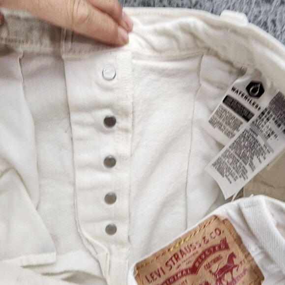 Levis Shorts Womens 32 501 White Stretch High Rise Button Fly Denim Jean *GUC* - Picture 11 of 16